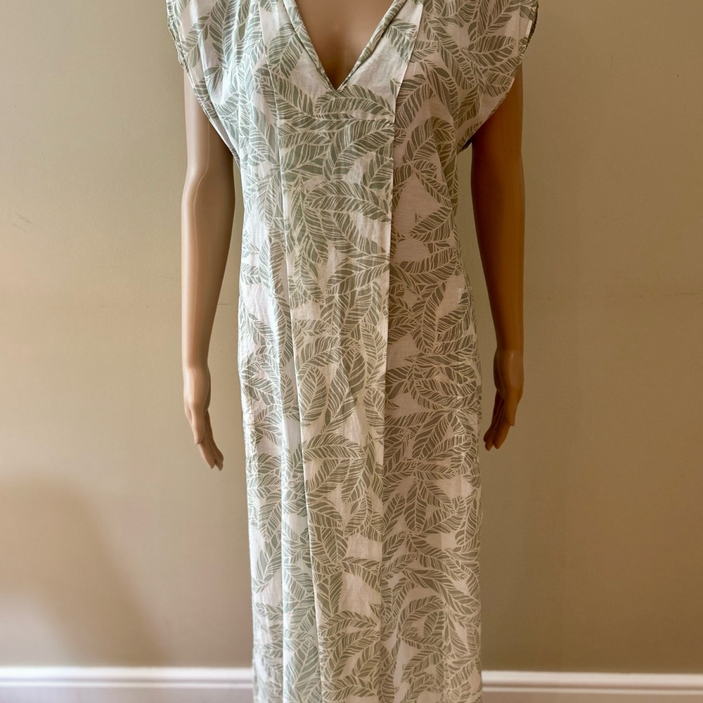 Leaf Print Maxi Dress/Bathing Suit Cover.